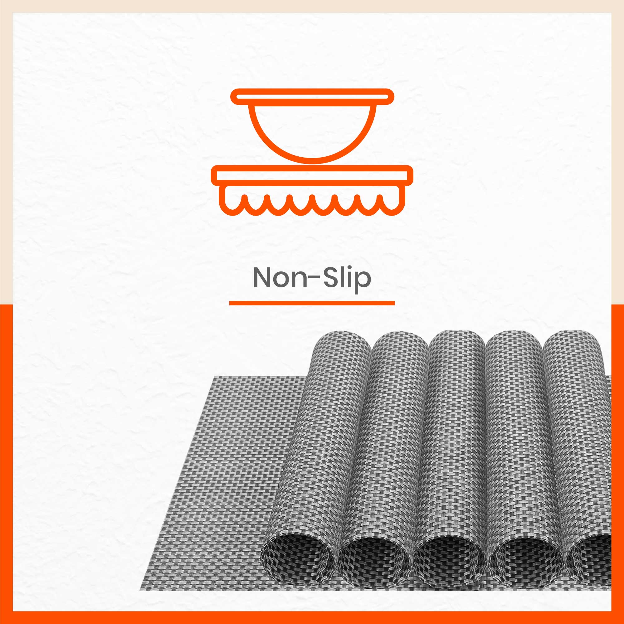 Woven PVC Table mats / Placemats for Dining Table at Home (Arlo - Set of 6)