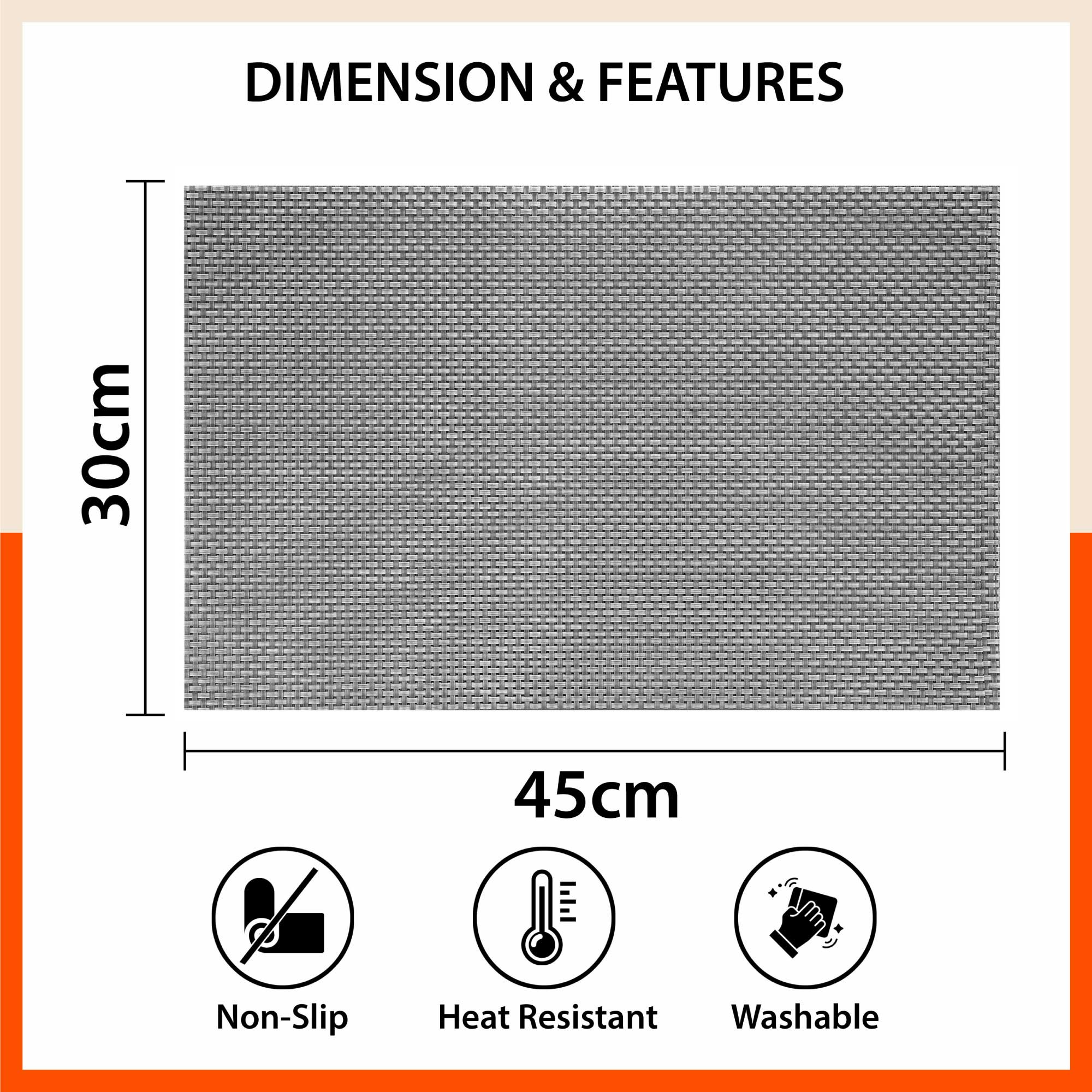 Woven PVC Table mats / Placemats for Dining Table at Home (Arlo - Set of 6)