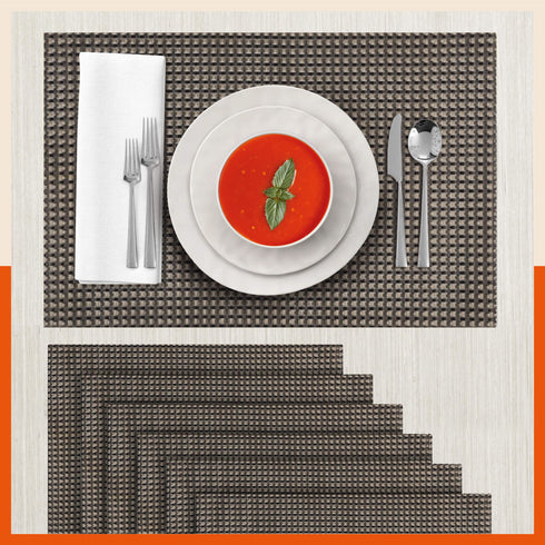 Woven PVC Table Mats / Placemats for Dining Table at Home (Kaya - Set of 6)