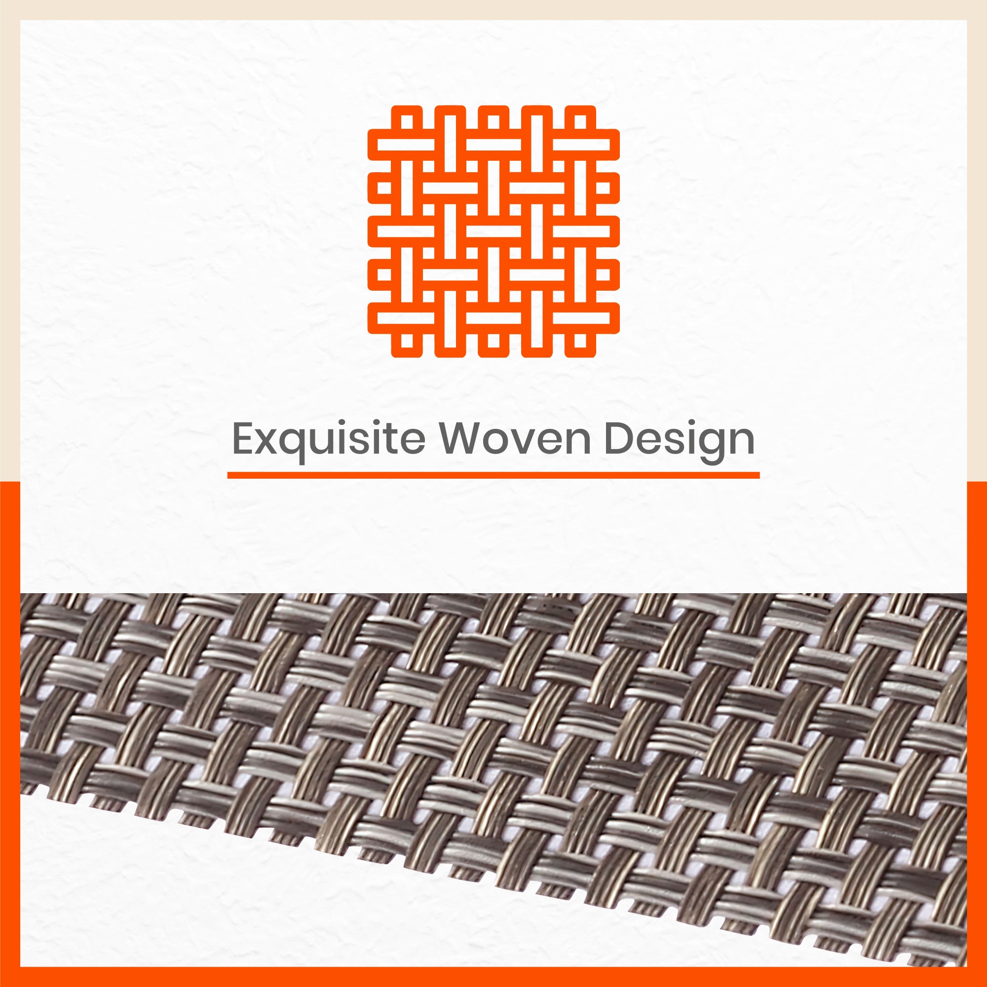 Woven PVC Table Mats / Placemats for Dining Table at Home (Cade - Set of 6)