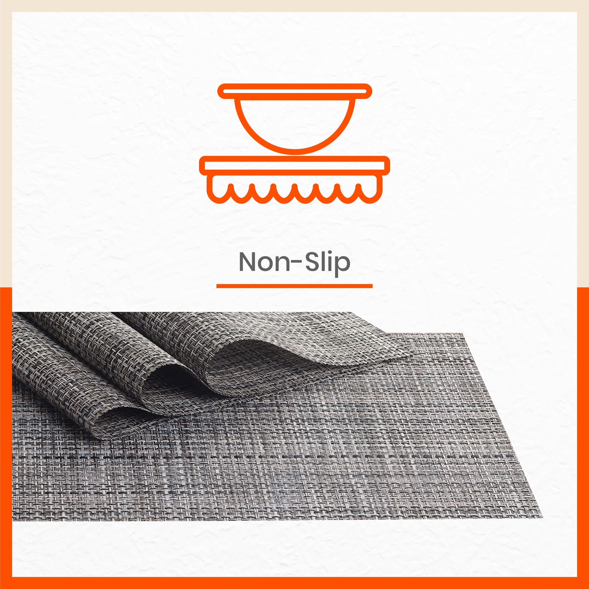 Woven PVC Table Mats / Placemats for Dining Table at Home (Mino - Set of 6)