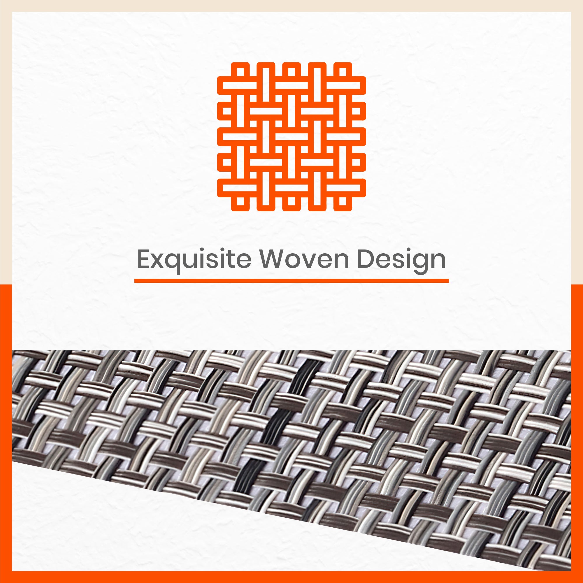 Woven PVC Table Mats / Placemats for Dining Table at Home (Mino - Set of 6)