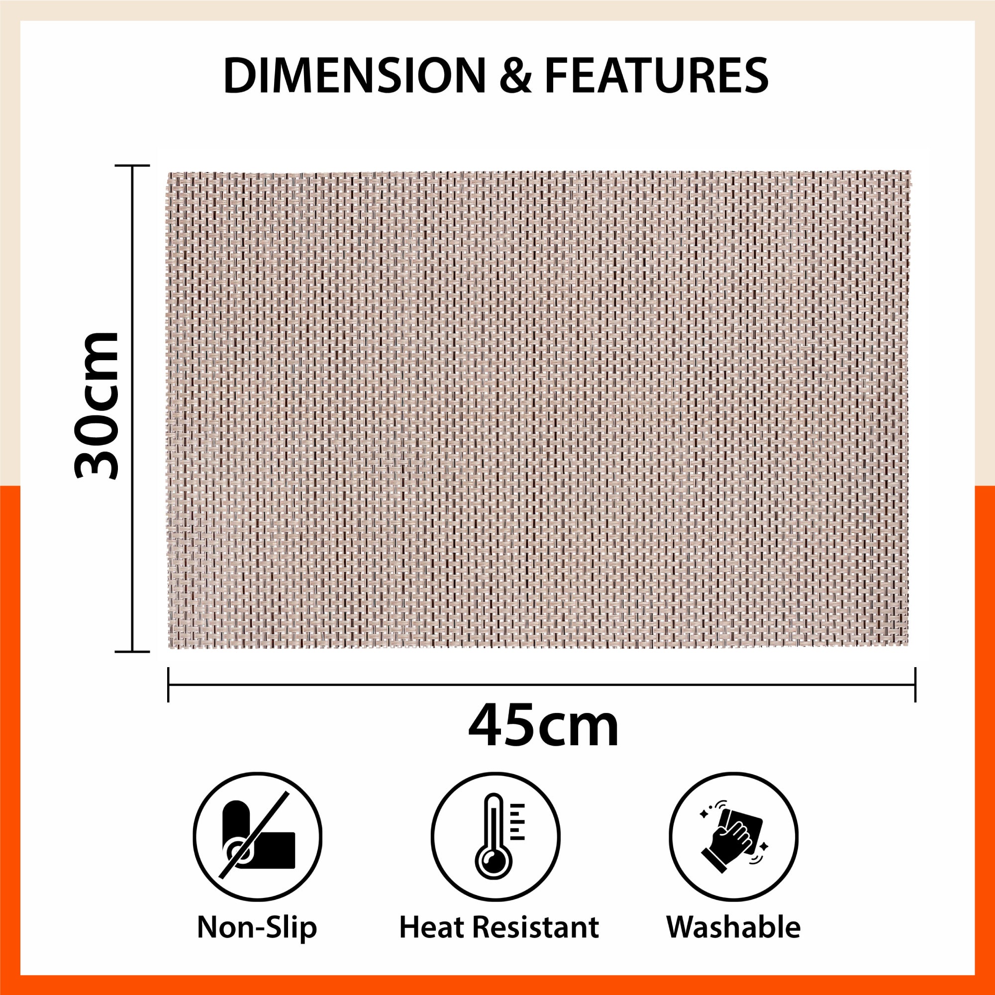 Woven PVC Table Mats/Placemats for Home Dining Table at Home (Wade Set of 6)