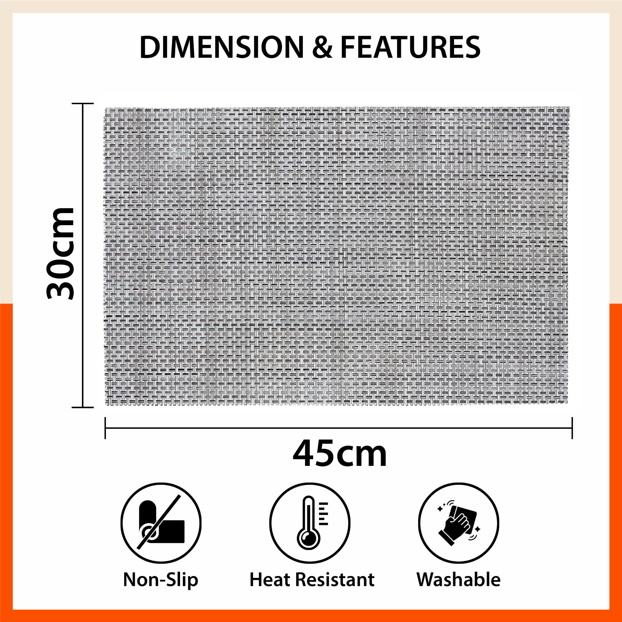 Woven PVC Table Mats/Placemats for Dining Table at Home (Zeal - Set of 6)