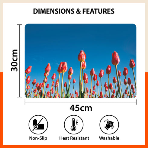 Polypropylene Table Mats & Coasters for Dining Table at Home (Tulipa - Set of 6)
