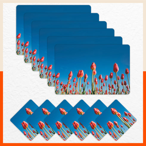 Polypropylene Table Mats & Coasters for Dining Table at Home (Tulipa - Set of 6)