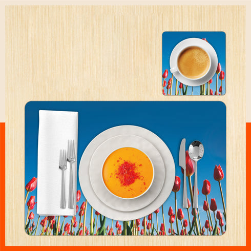 Polypropylene Table Mats & Coasters for Dining Table at Home (Tulipa - Set of 6)