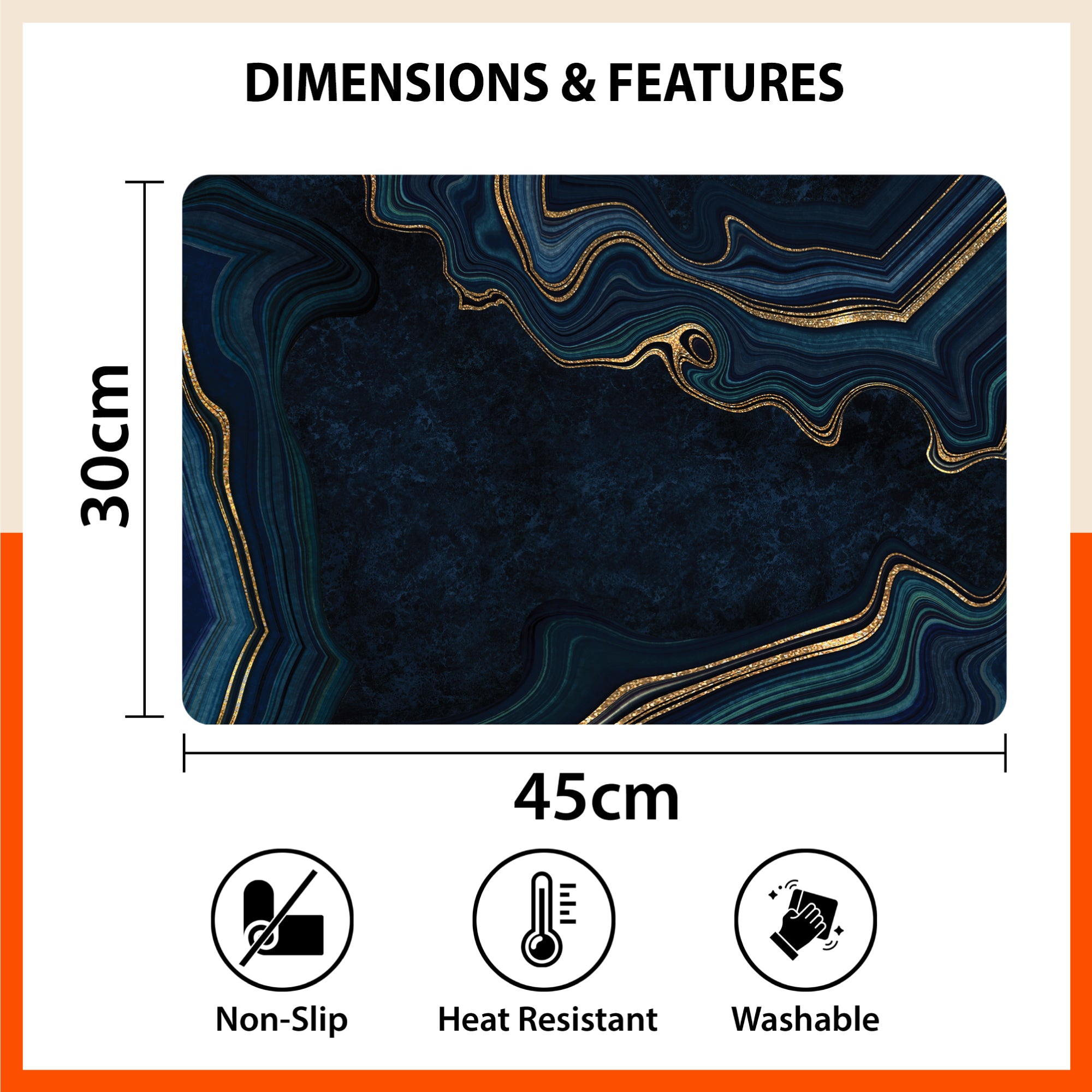 Polypropylene Table Mats & Coasters for Dining Table at Home (Abyss - Set of 6)