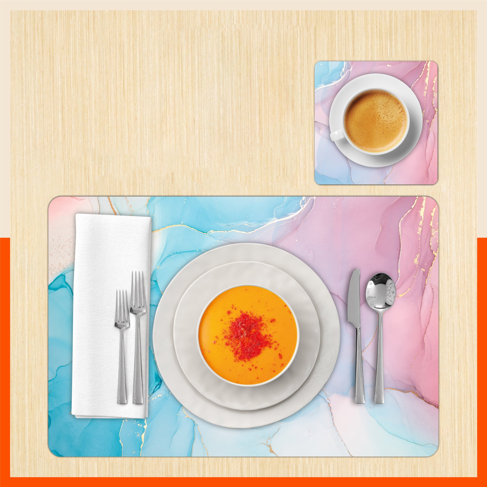 Polypropylene Table Mats & Coasters for Dining Table at Home (Candyland - Set of 6)