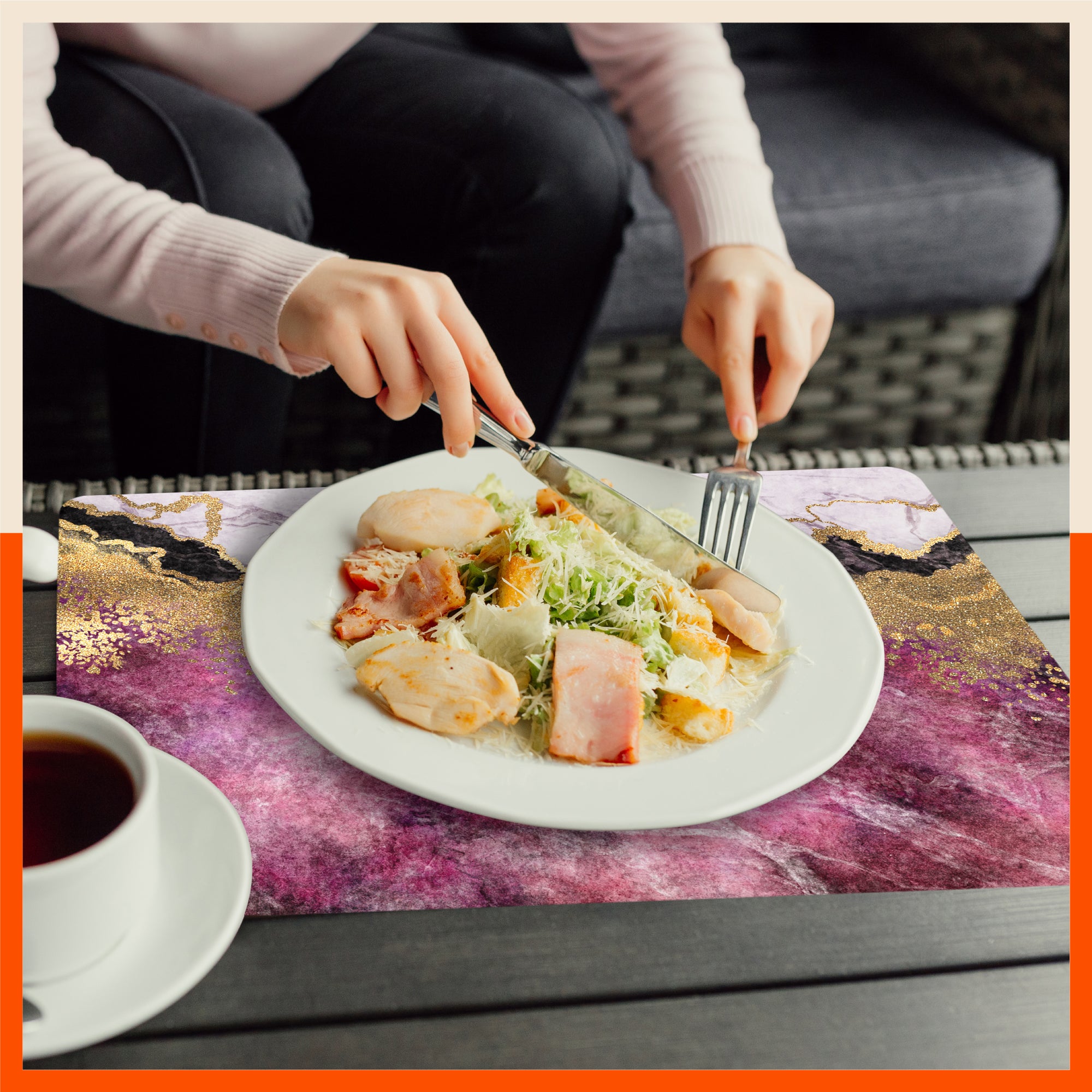 Polypropylene Table Mats & Coasters for Dining Table at Home (Meander - Set of 6)