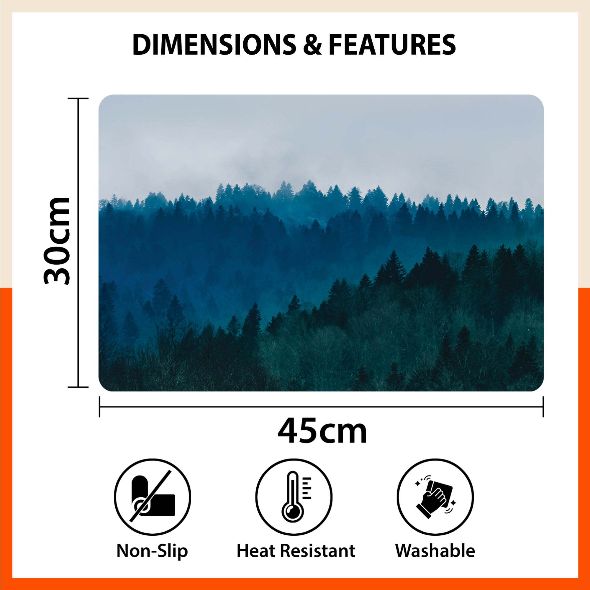 Polypropylene Table Mats & Coasters for Dining Table at Home (Misty Forest - Set of 6)