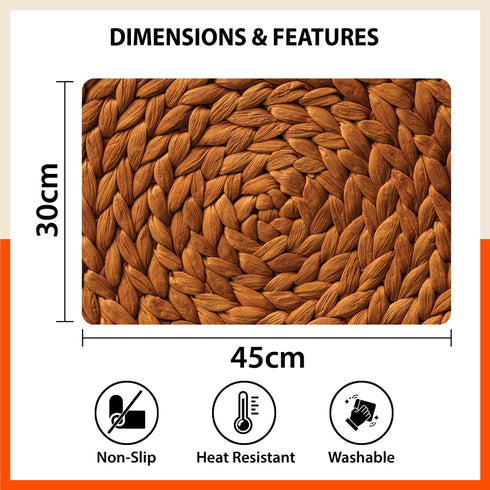 Polypropylene Table Mats & Coasters for Dining Table at Home (Weave - Set of 6)