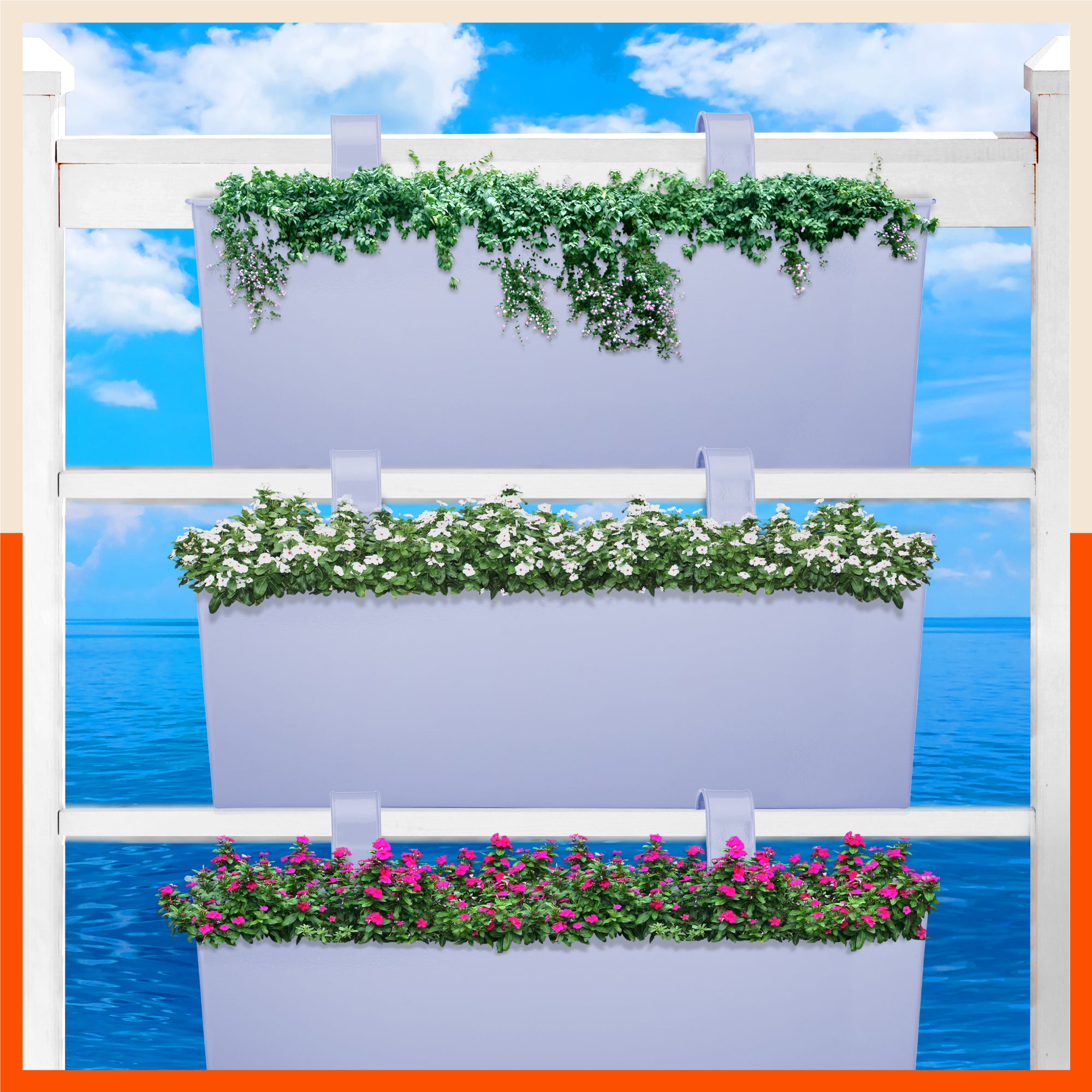 LEA Hanging Metal Pot Holders / Planters for Home / Balcony / Garden | Baby Blue - Set of 3