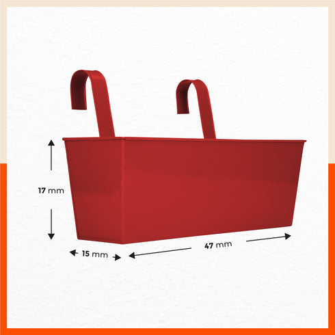 LEA Hanging Metal Pot Holders / Planters for Home / Balcony / Garden | Red