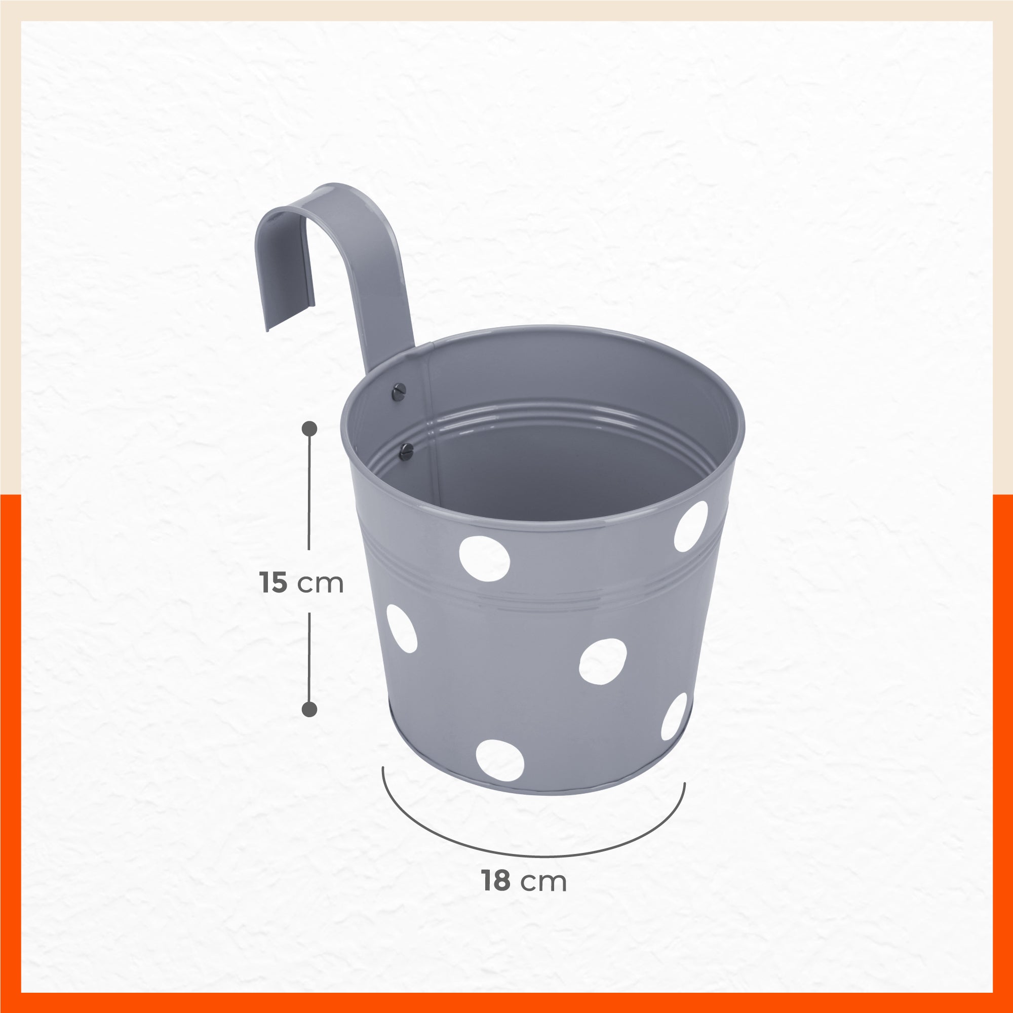 RUI Hanging Metal Pot Holders / Planters for Home / Balcony / Garden | Ash