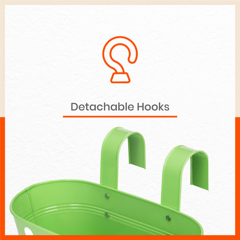 ARA Hanging Metal Pot Holders / Planters for Home / Balcony / Garden | Grass - Set of 5