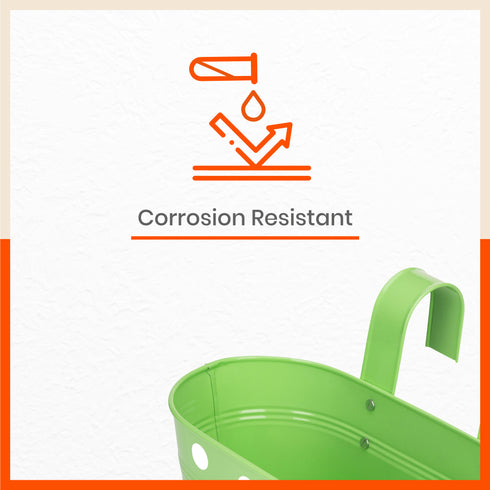 ARA Hanging Metal Pot Holders / Planters for Home / Balcony / Garden | Grass - Set of 5