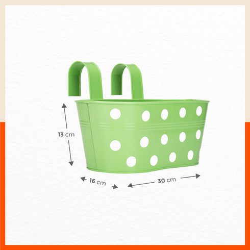 ARA Hanging Metal Pot Holders / Planters for Home / Balcony / Garden | Grass - Set of 5