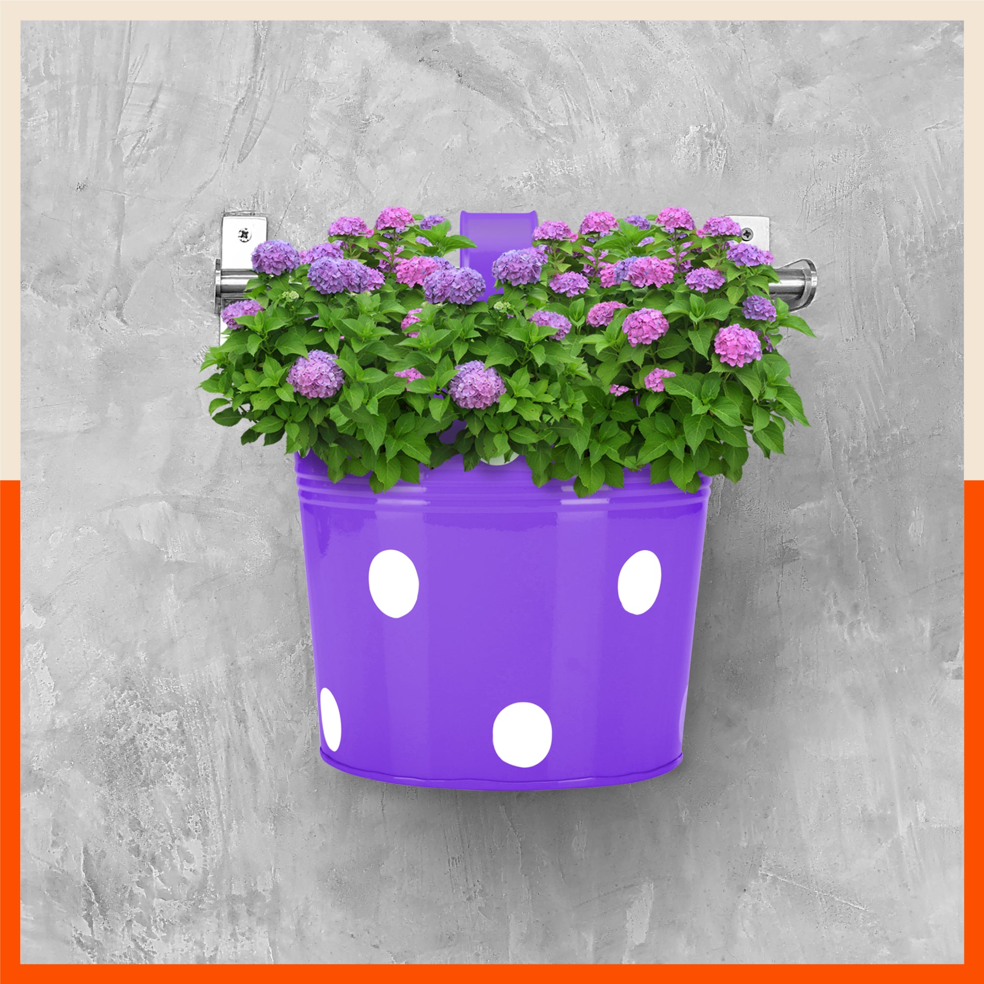 RUI Hanging Metal Pot Holders / Planters for Home / Balcony / Garden | Purple