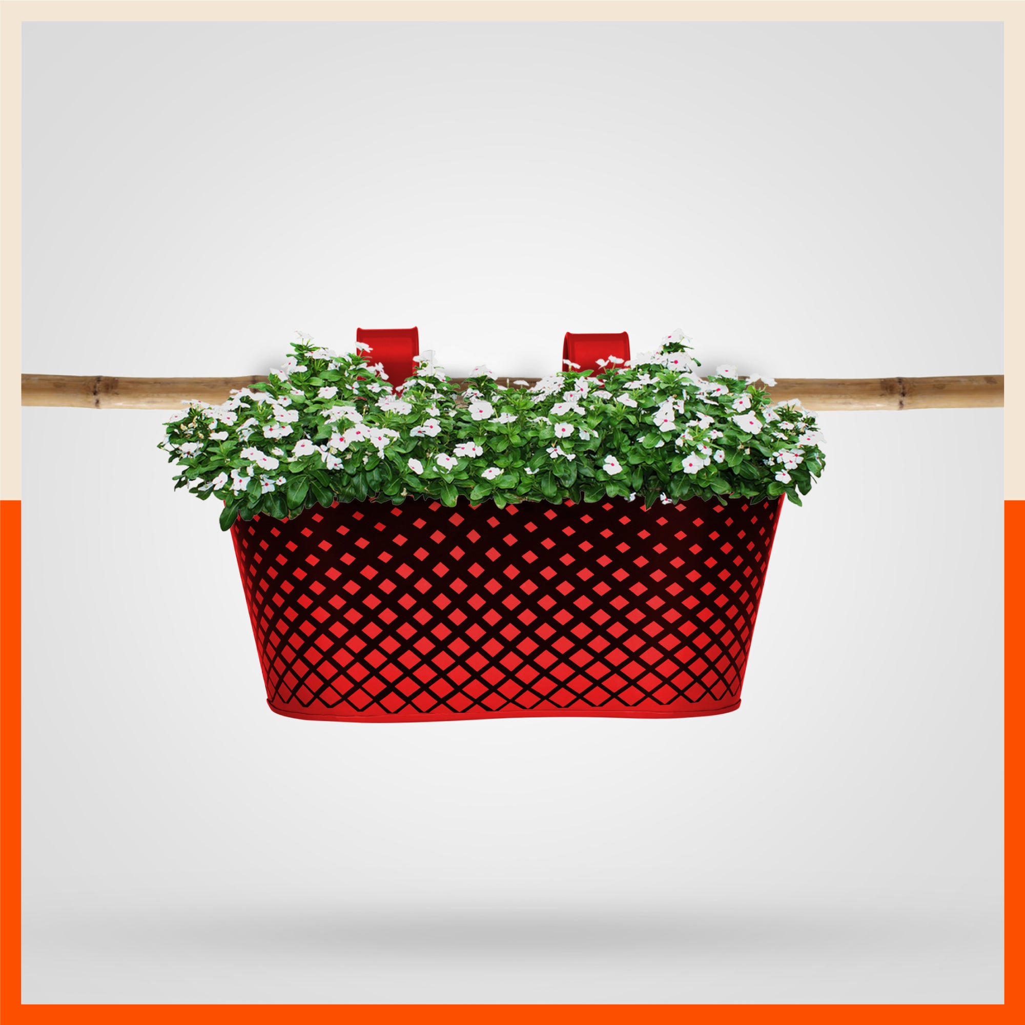 DIA Hanging Metal Pot Holders / Planters for Home / Balcony / Garden | Red
