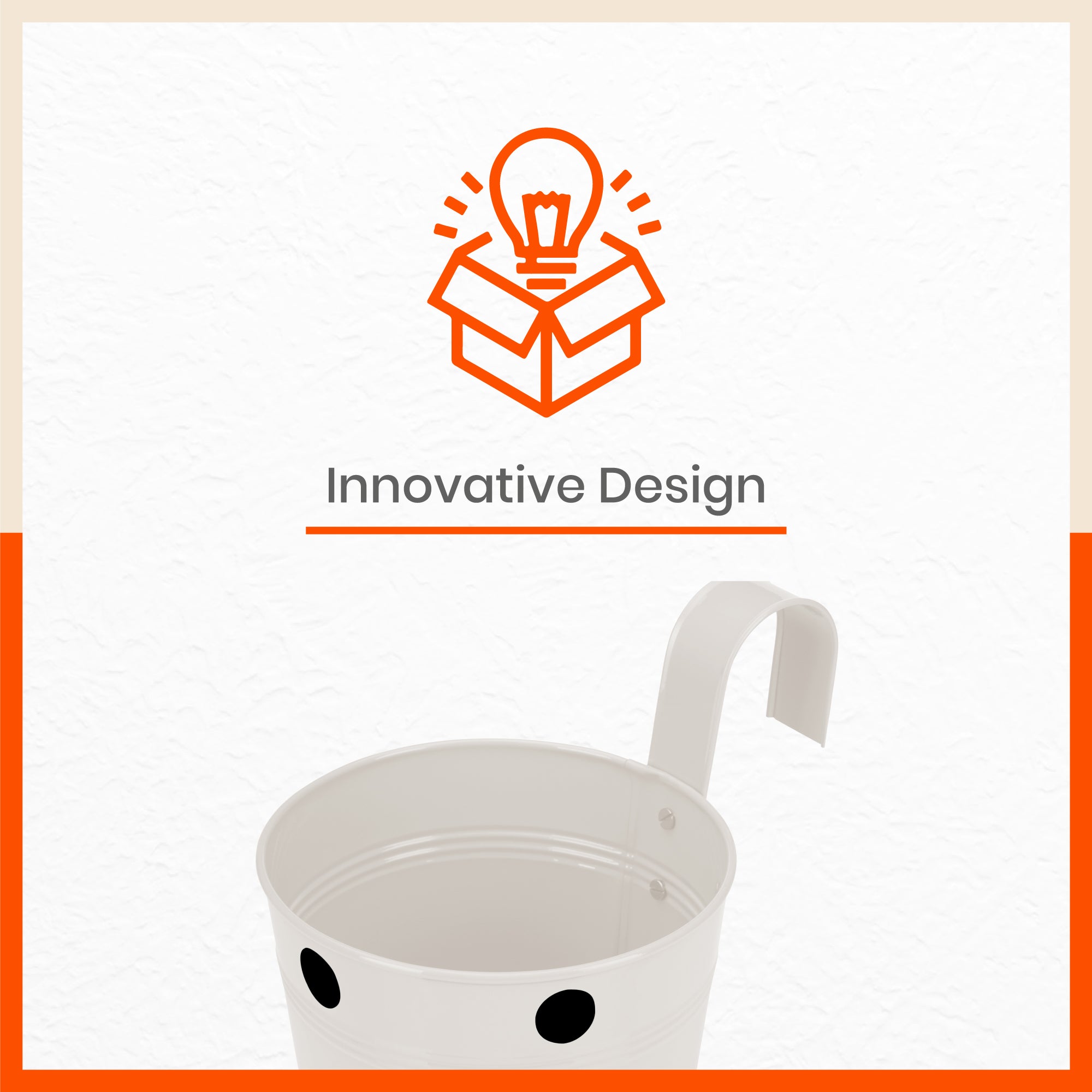 RUI Hanging Metal Pot Holders / Planters for Home / Balcony / Garden | White - Set of 5