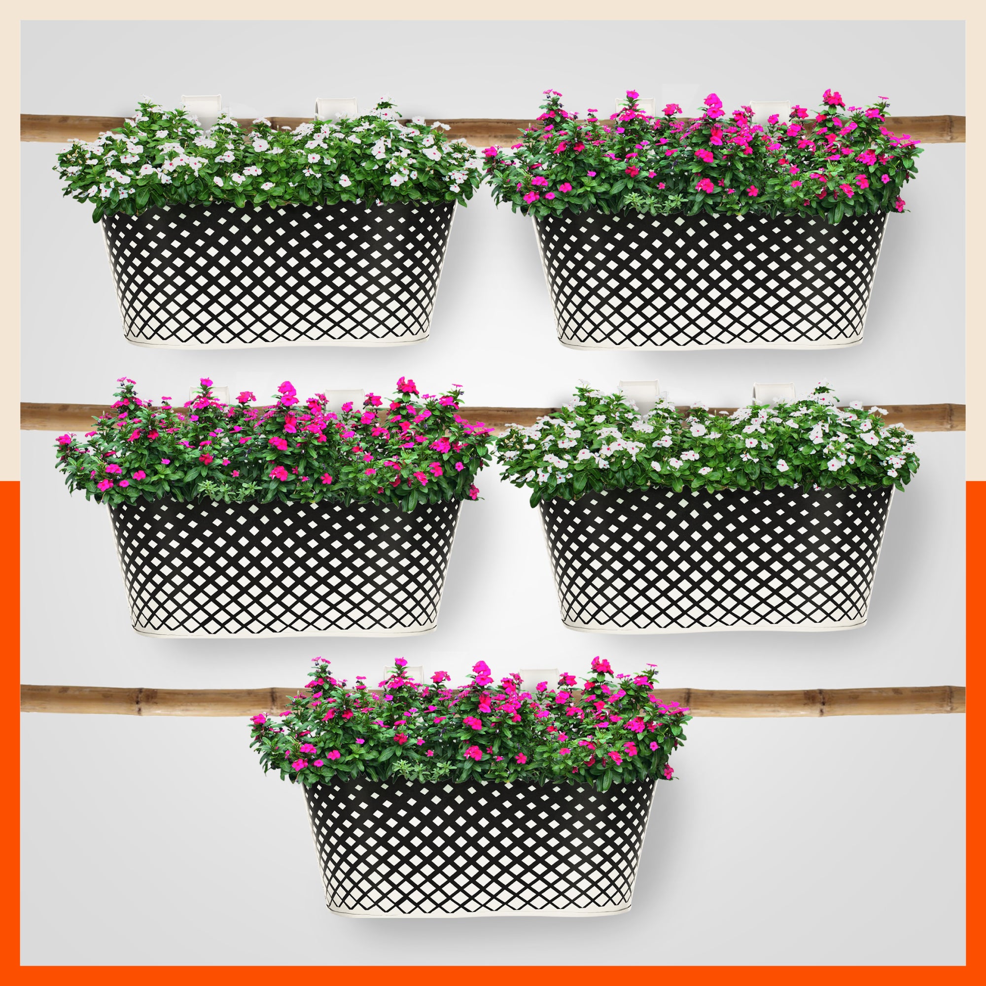 DIA Hanging Metal Pot Holders / Planters for Home / Balcony / Garden | White - Set of 5