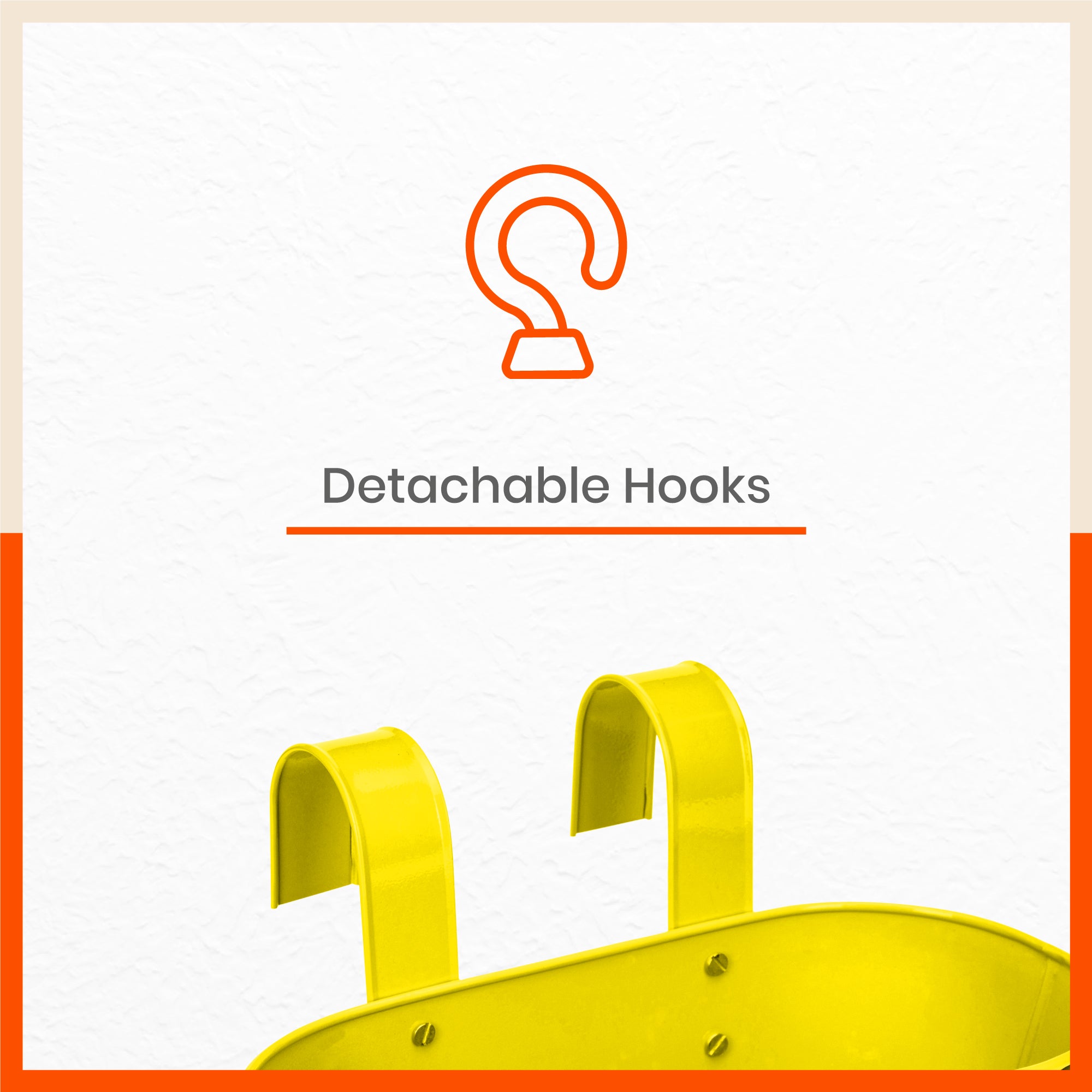 DIA Hanging Metal Pot Holders / Planters for Home / Balcony / Garden | Yellow - Set of 5