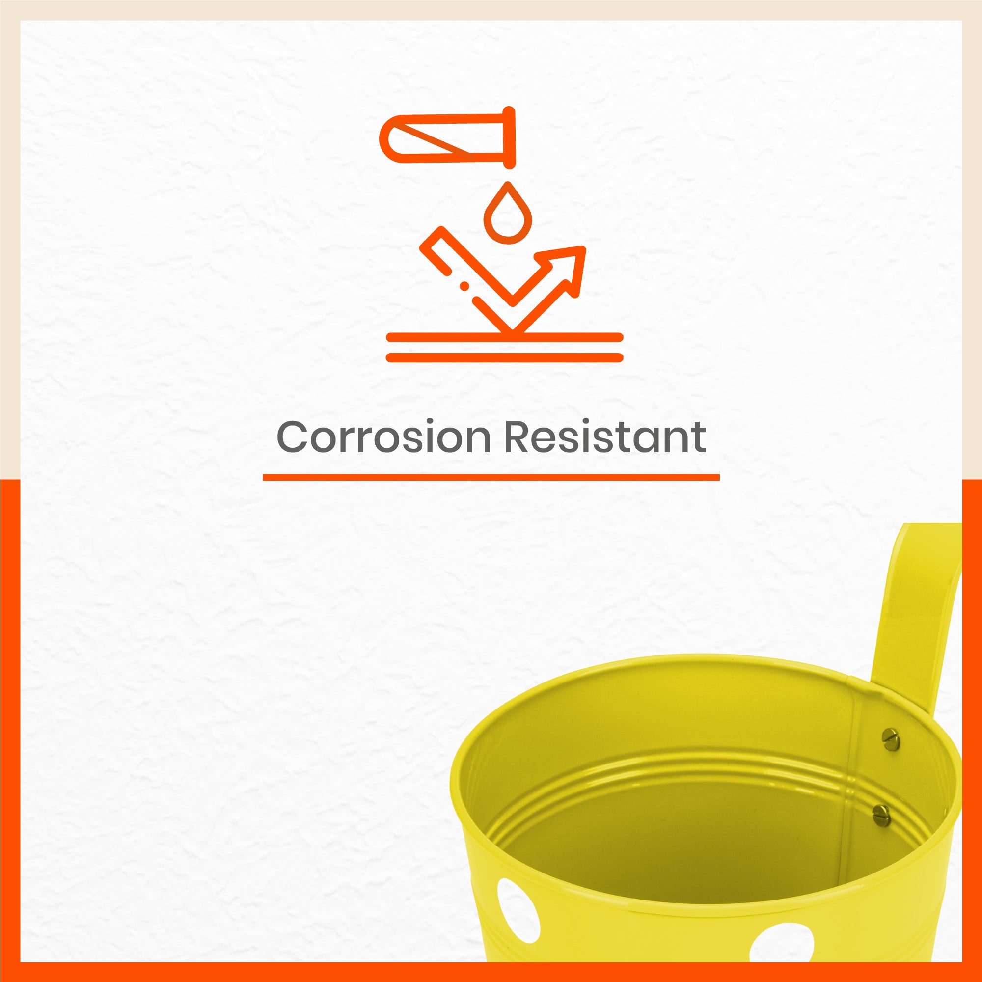 RUI Hanging Metal Pot Holders / Planters for Home / Balcony / Garden | Yellow - Set of 5