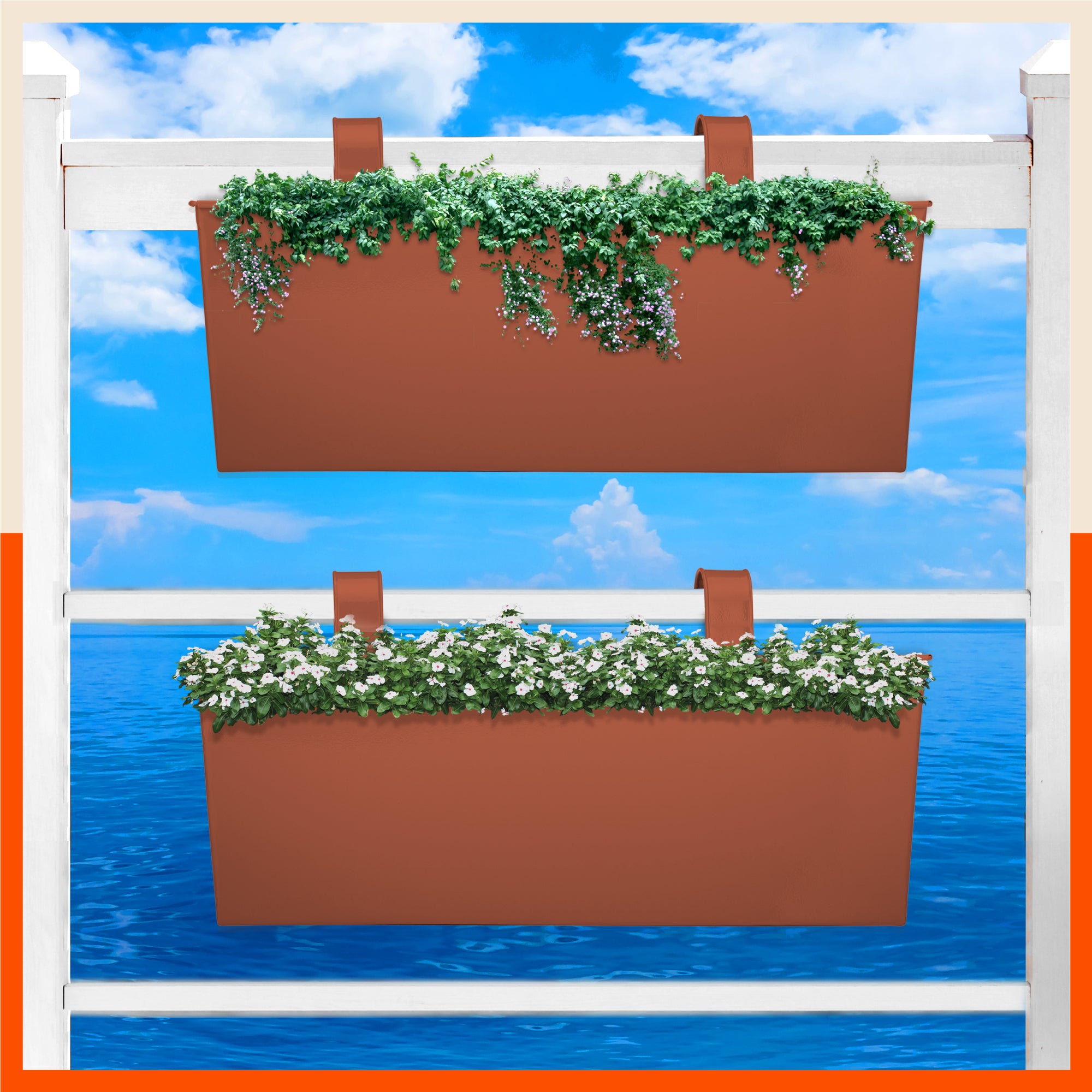 LEA Hanging Metal Pot Holders / Planters for Home / Balcony / Garden | Terra - Set of 2