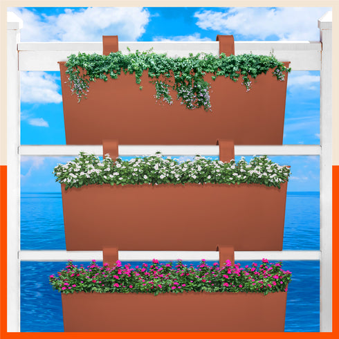 LEA Hanging Metal Pot Holders / Planters for Home / Balcony / Garden | Terra - Set of 3