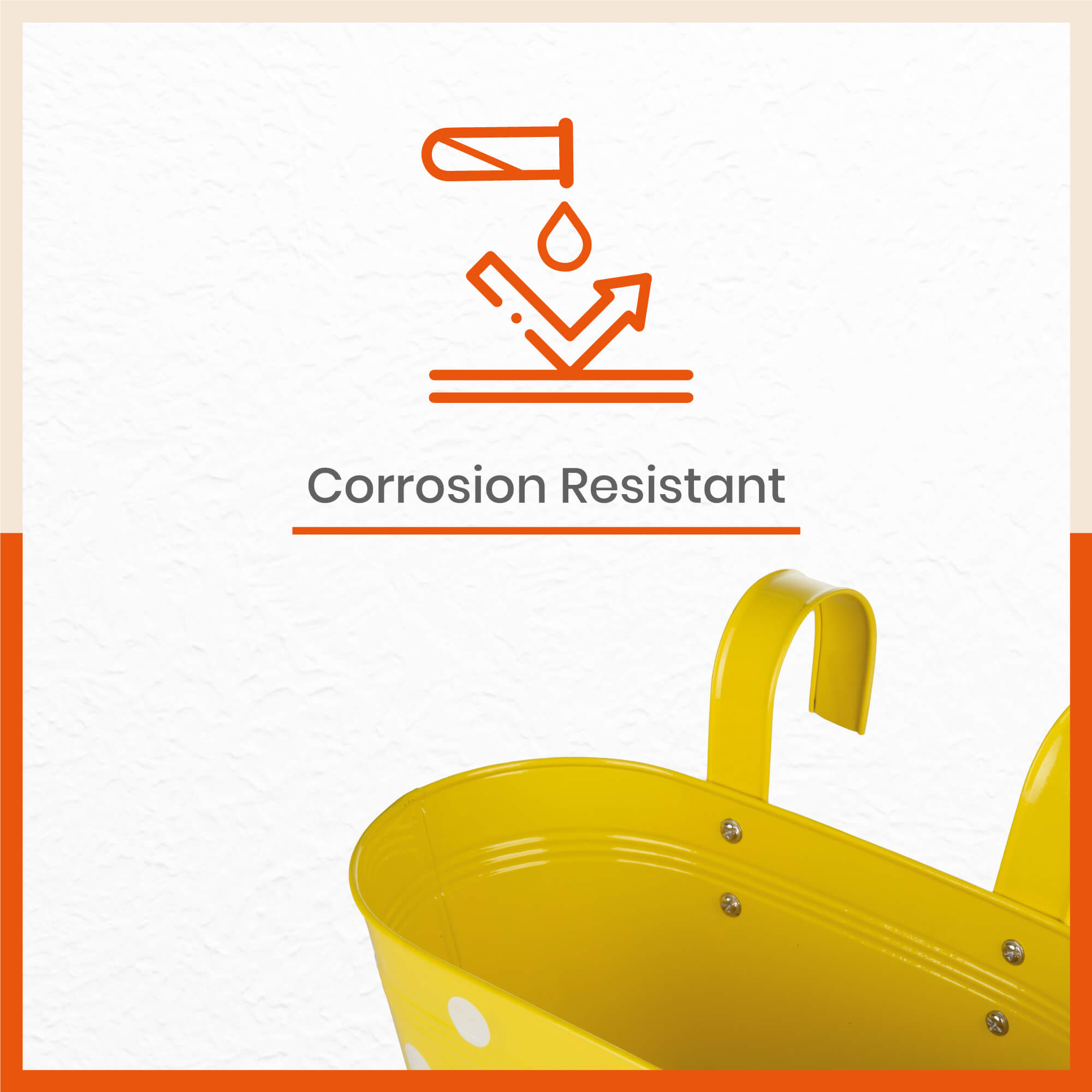 ARA Hanging Metal Pot Holders / Planters for Balcony / Garden | Yellow
