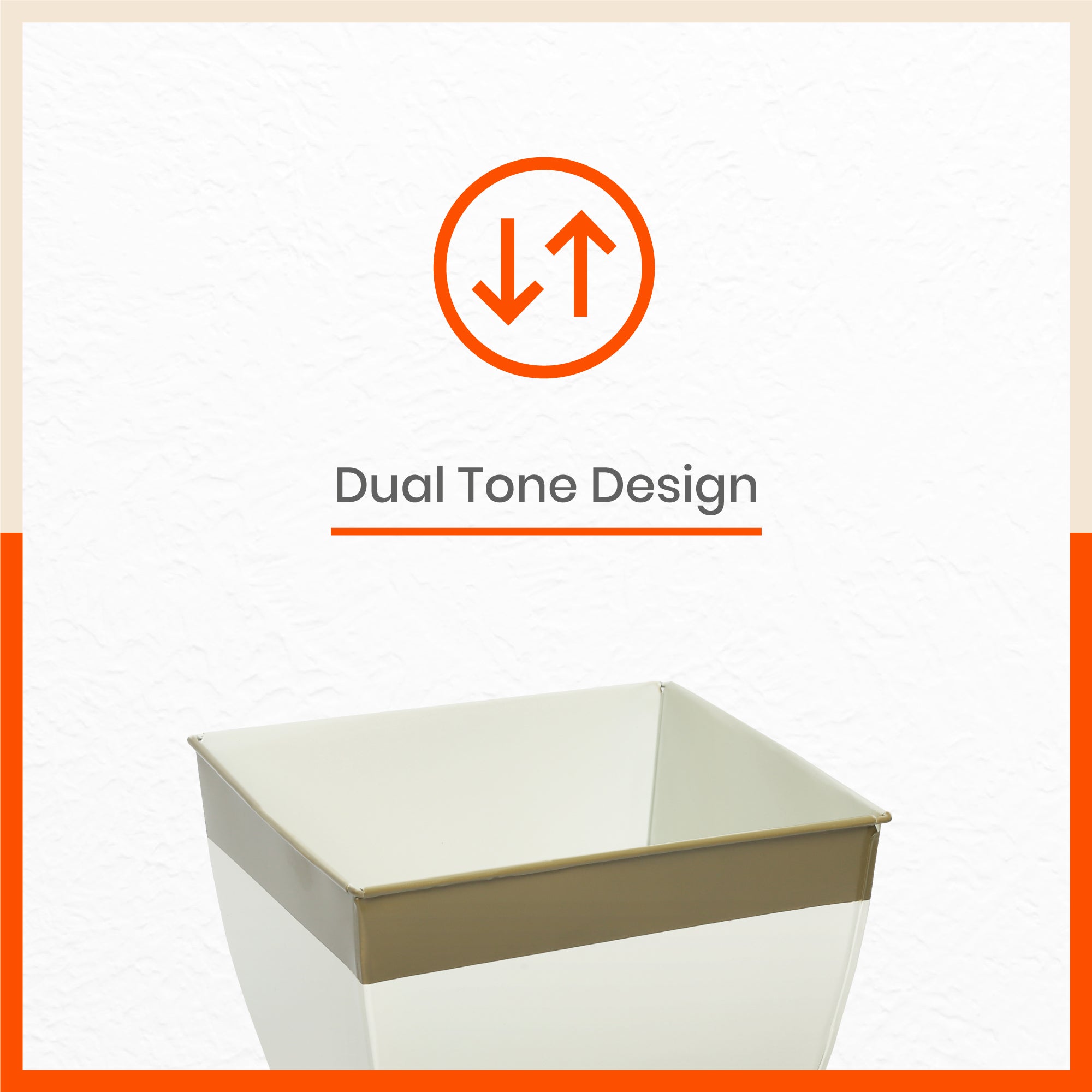 MYLA Metal Square Planters / Pots for Garden / Balcony | Medium – White & Bronze - Set of 5