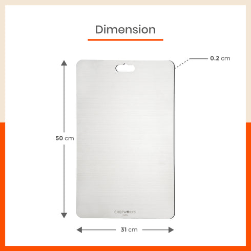 ENOX Pro Stainless Steel Chopping Board | Extra Large For Home (Size: 300mm x 500mm, Thickness: 2.0mm)
