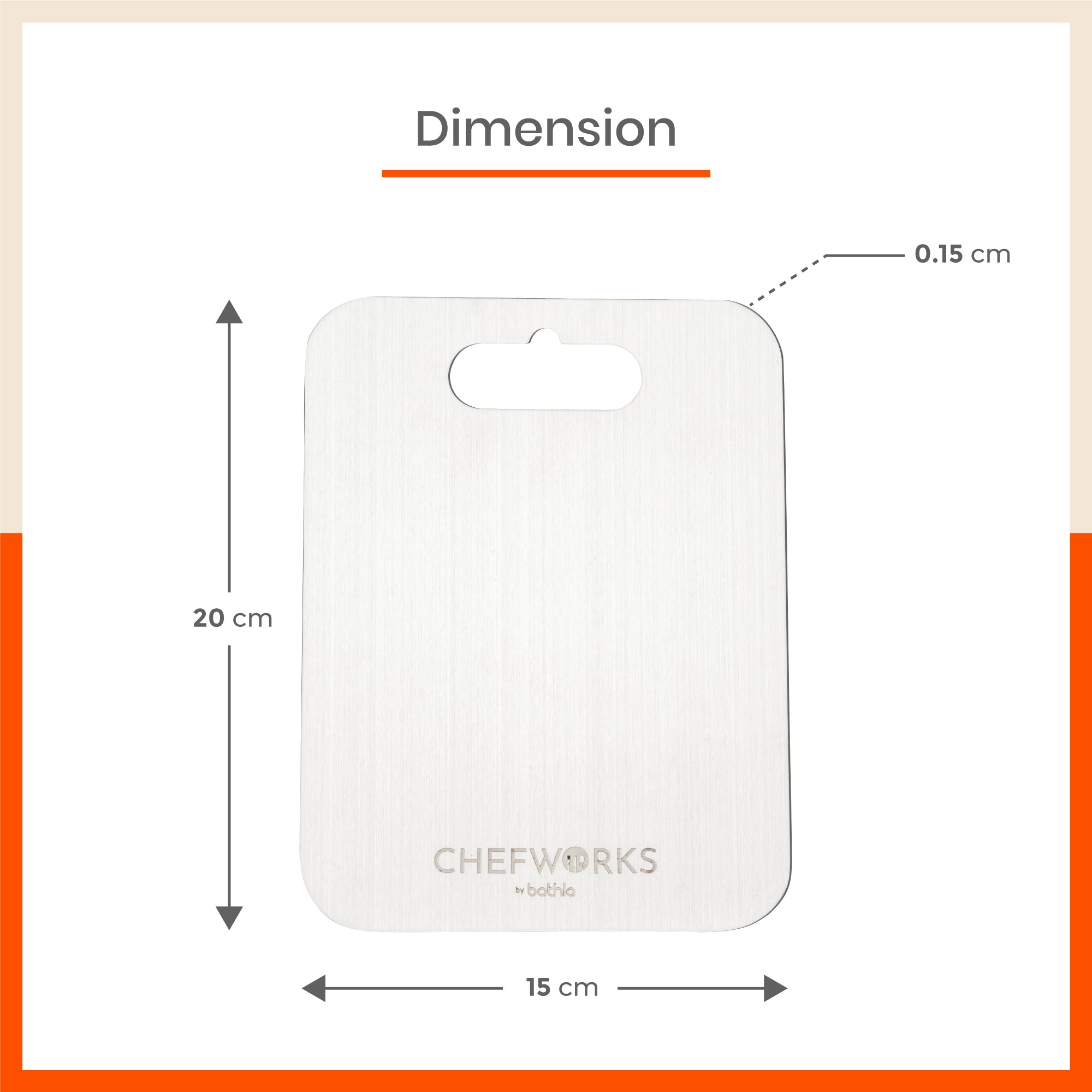 ENOX Stainless Steel Chopping Board | Small For Home (Size: 150mm x 200mm, Thickness: 1.5mm)
