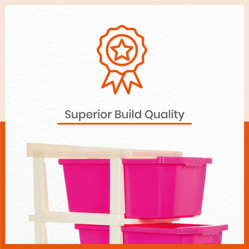 Stomo 4 Drawer Multi-Purpose Storage Organizer for Home and Office (Pink)