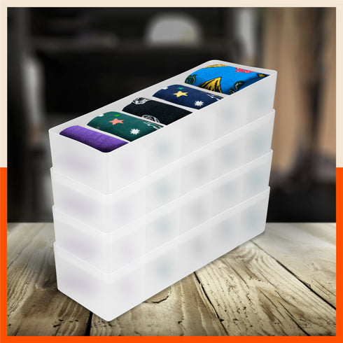 Stomo Dori Multi-Purpose Stackable Drawer Organizer For Home | Frost - Set of 4