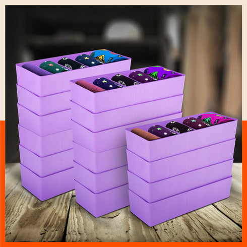 Stomo Dori Multi-Purpose Stackable Drawer Organizer For Home | Lavender - Set of 16