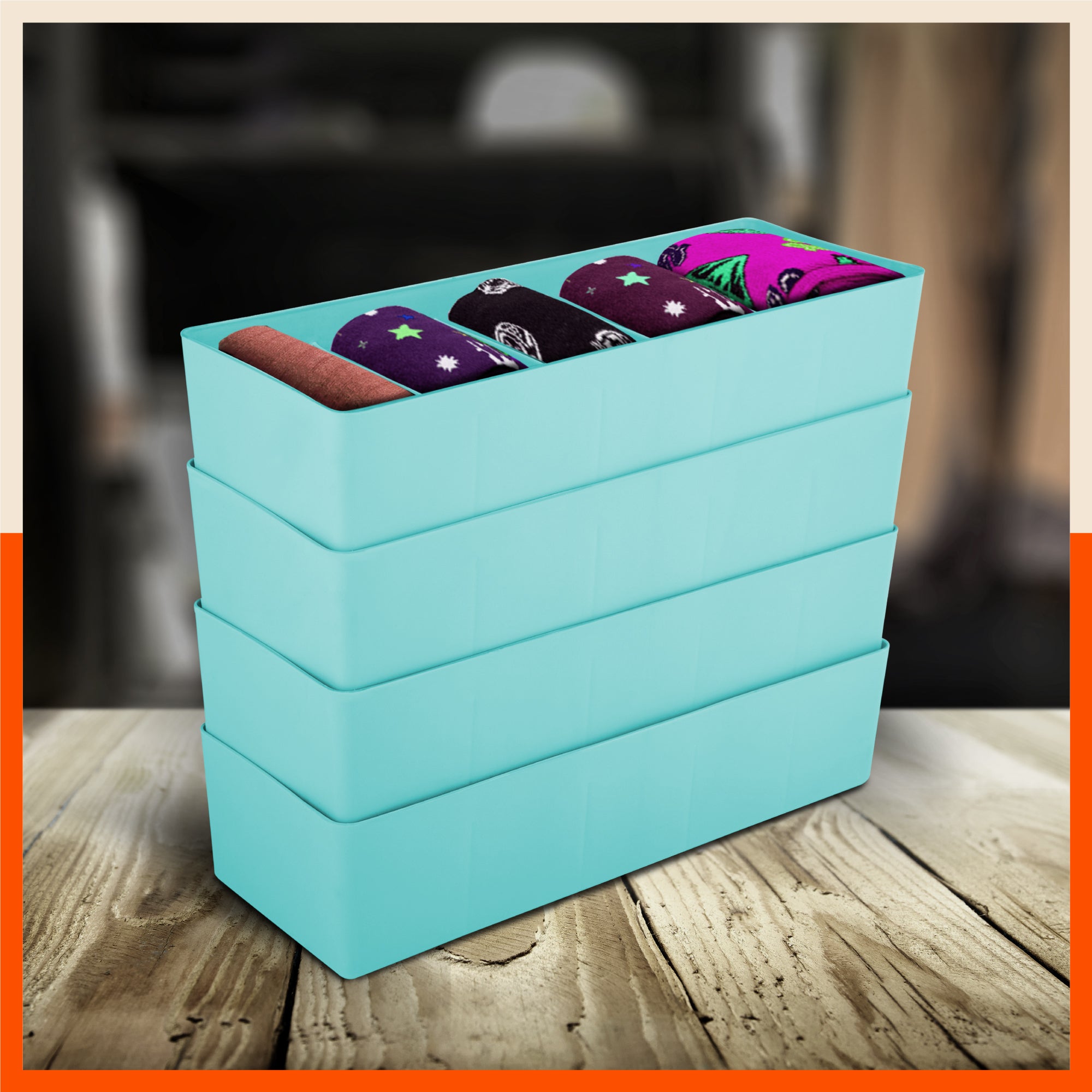 Stomo Dori Multi-Purpose Stackable Drawer Organizer For Home | Jade - Set of 4