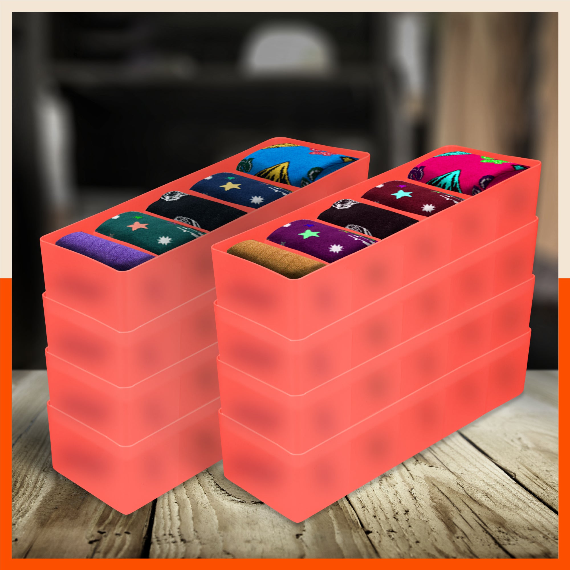 Stomo Dori Multi-Purpose Stackable Drawer Organizer For Home | Melon - Set of 8
