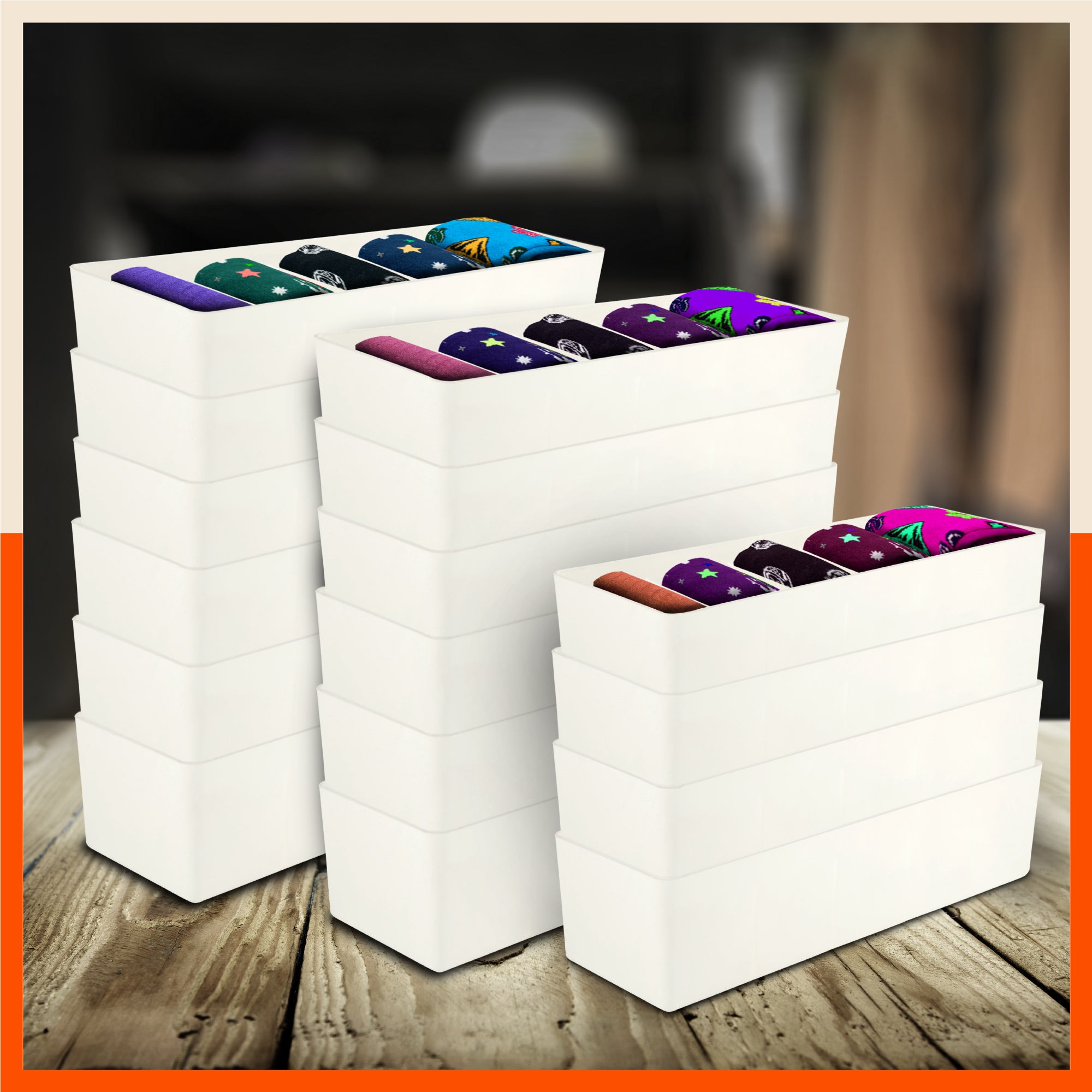 Stomo Dori Multi-Purpose Stackable Drawer Organizer For Home | Ivory - Set of 16