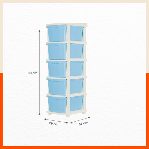 Stomo 5 Drawer Multi-Purpose Storage Organizer for Home and Office (Blue)