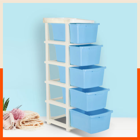 Stomo 5 Drawer Multi-Purpose Storage Organizer for Home and Office (Blue)