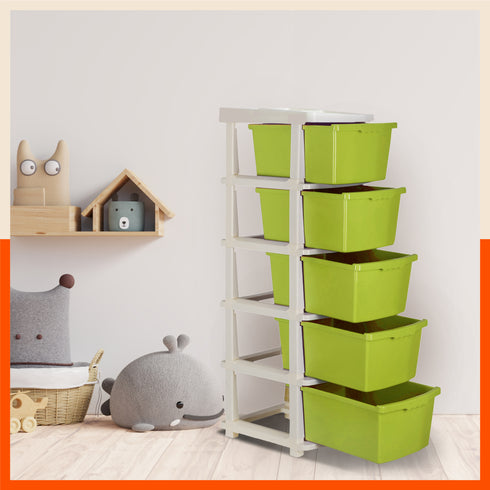 Stomo 5 Drawer Multi-Purpose Storage Organizer for Home and Office (Green)