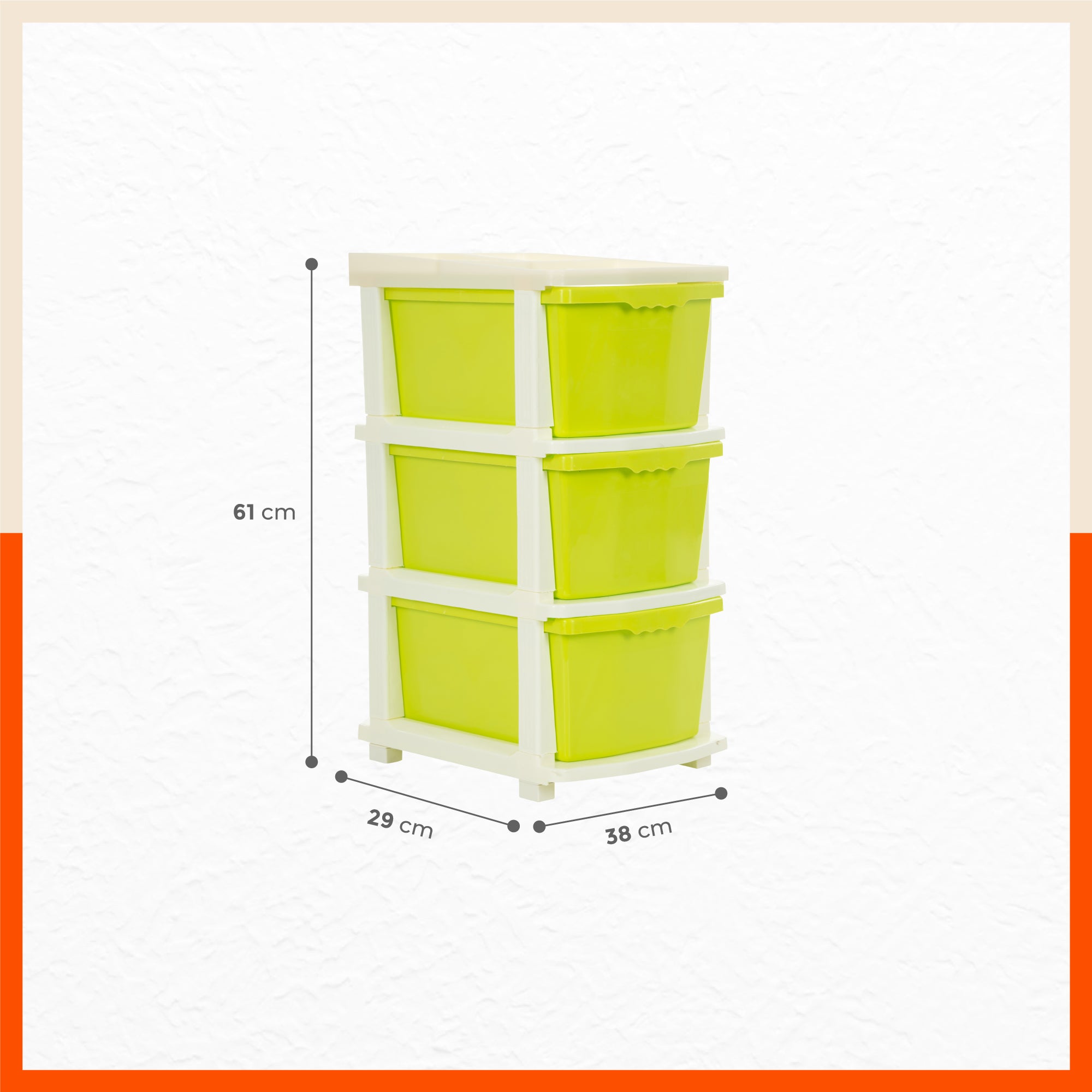 Stomo 3 Drawer Multi-Purpose Storage Organizer for Home and Office (Green)
