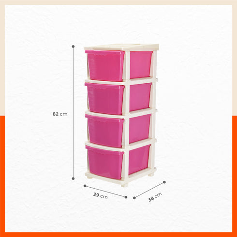 Stomo 4 Drawer Multi-Purpose Storage Organizer for Home and Office (Pink)