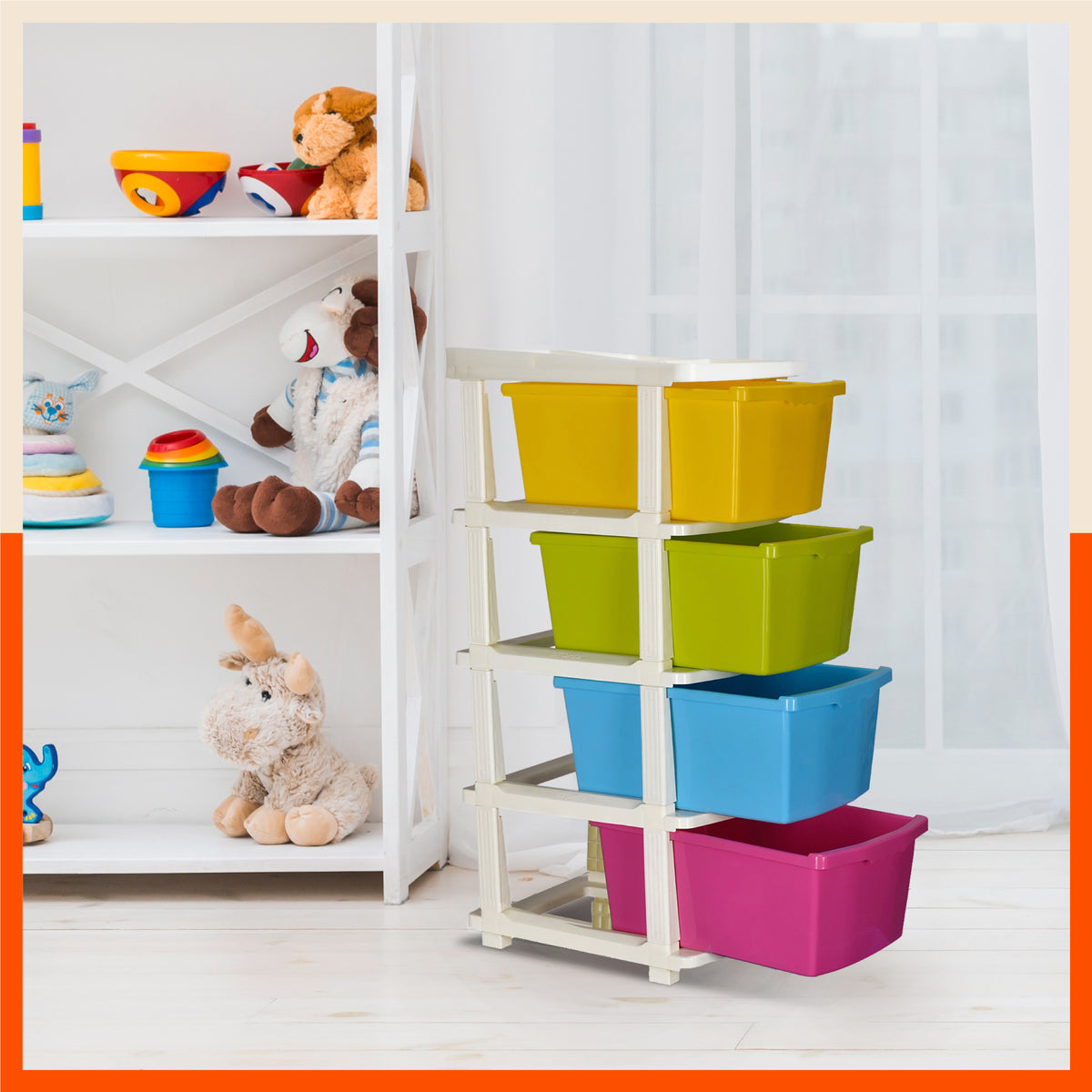 Stomo 4 Drawer Multi Purpose Storage Organizer for Home and Office Bathla Home