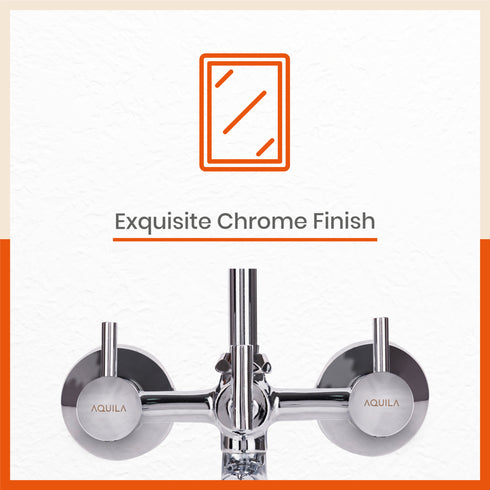 RUNA Heavy Duty Brass Multifunction Wall Mountable & Corrosion Resistant Wall Mixer/Bathroom Tap Set with Overhead Shower Provision