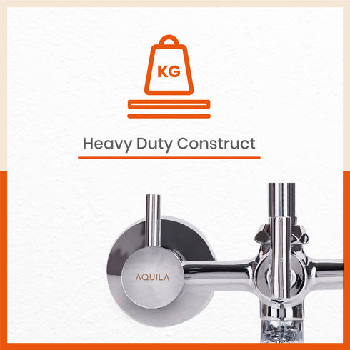RUNA Heavy Duty Brass Multifunction Wall Mountable & Corrosion Resistant Wall Mixer/Bathroom Tap Set with Overhead Shower Provision