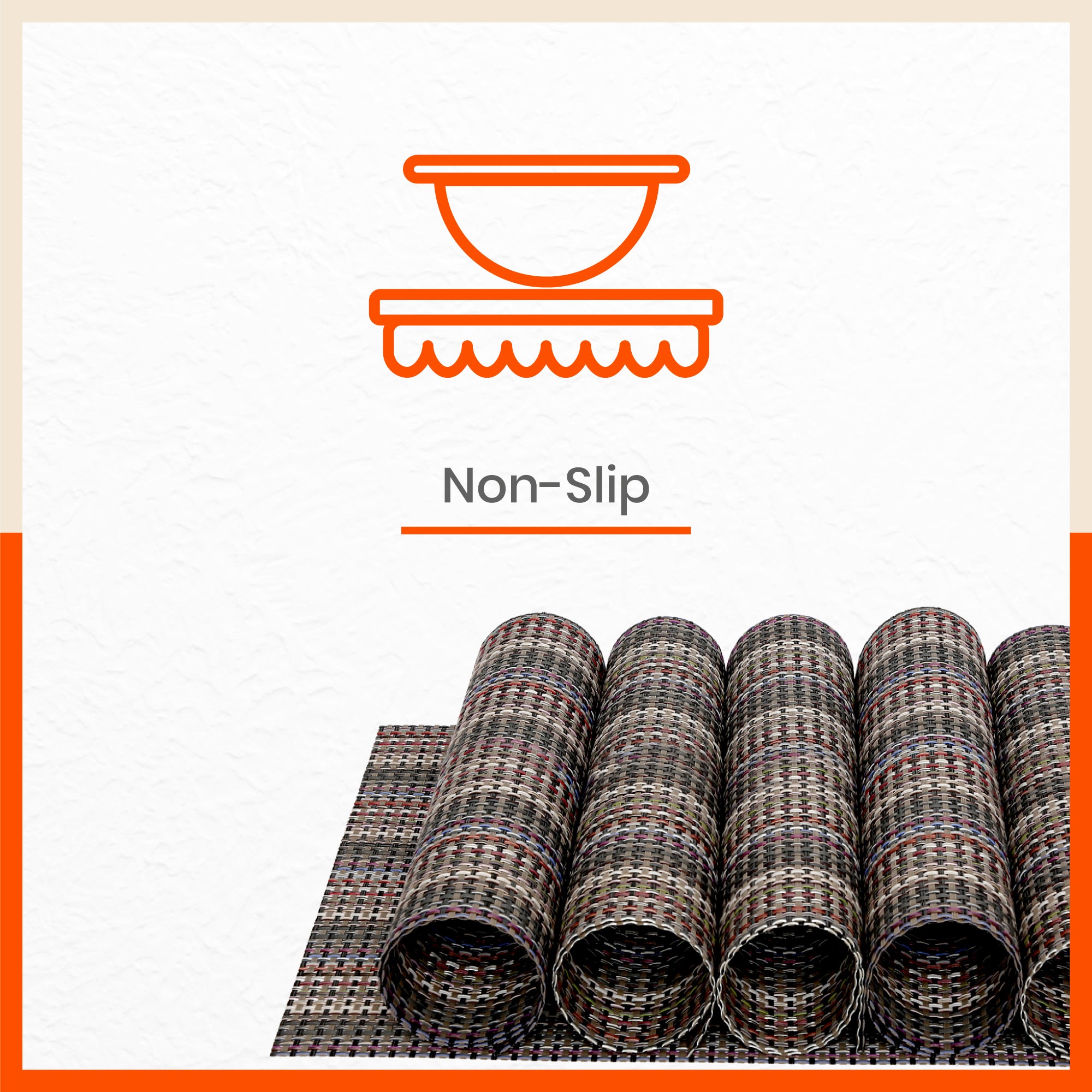 Woven PVC Table Mats / Placemats for Dining Table at Home (Bert - Set of 6)