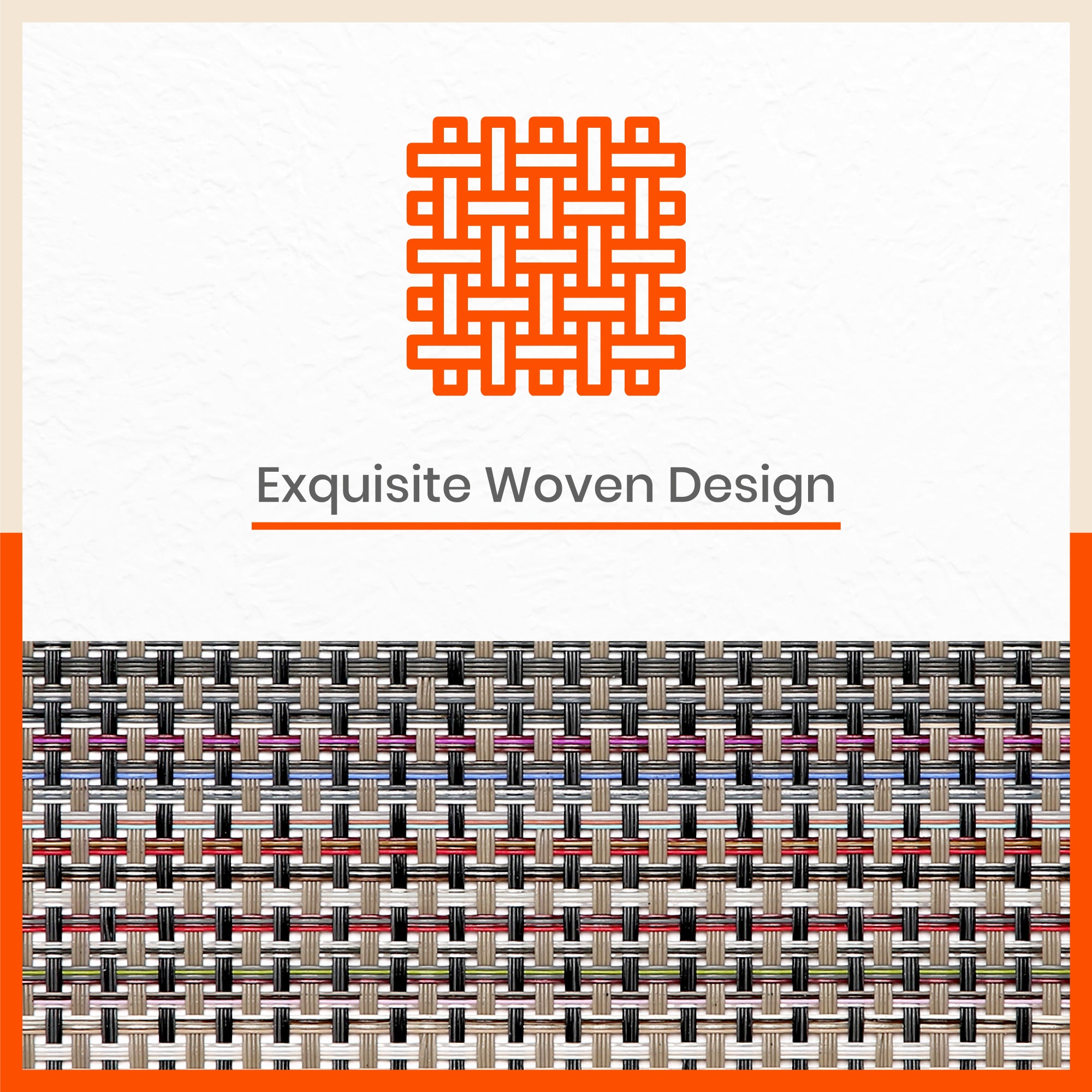 Woven PVC Table Mats / Placemats for Dining Table at Home (Bert - Set of 6)